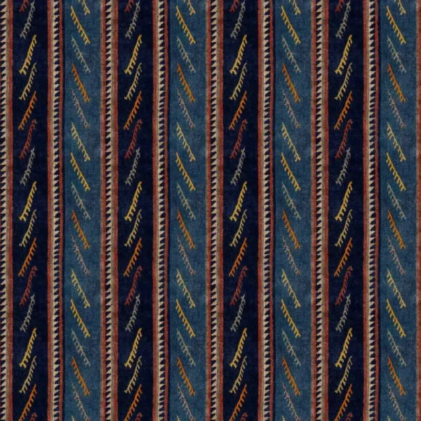 Hi Ho Silver Fabric - Navy by black-grey striped velvet-chenille fabric from Linwood Fabrics