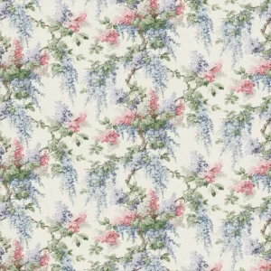 blue botanical linen fabric from Linwood Fabrics