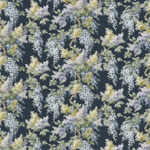 blue botanical linen fabric from Linwood Fabrics