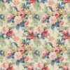 blue botanical linen fabric from Linwood Fabrics