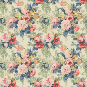 blue botanical linen fabric from Linwood Fabrics