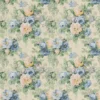 blue botanical linen fabric from Linwood Fabrics