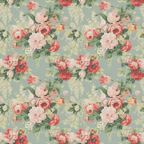 Albertine Fabric - Grey Skies by green botanical linen fabric from Linwood Fabrics