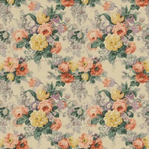 multicolour botanical linen fabric from Linwood Fabrics