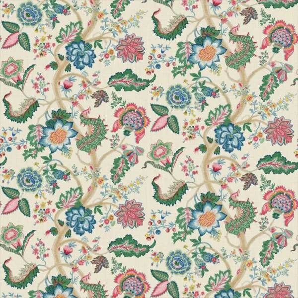 green botanical linen fabric from Linwood Fabrics