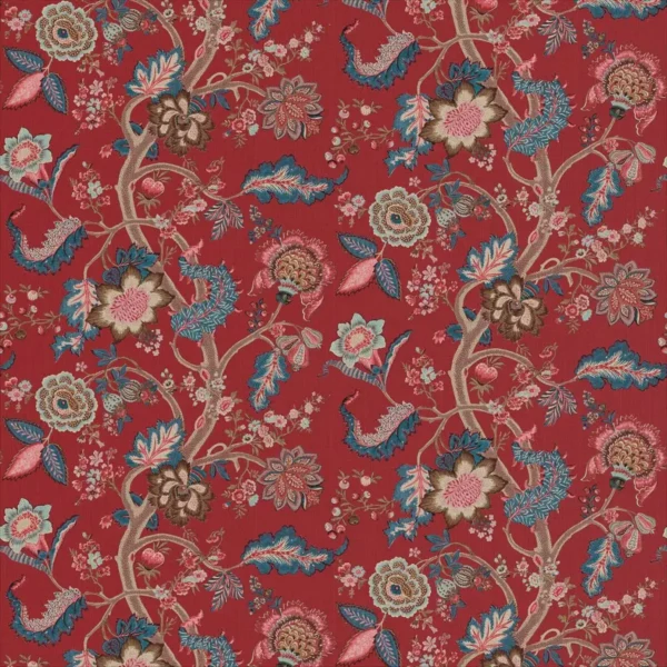 blue botanical linen fabric from Linwood Fabrics