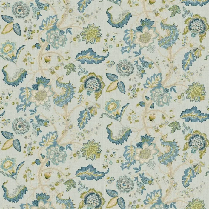 Kitty Fabric - Aqua Leaf swatch