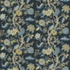 black-grey botanical linen fabric from Linwood Fabrics