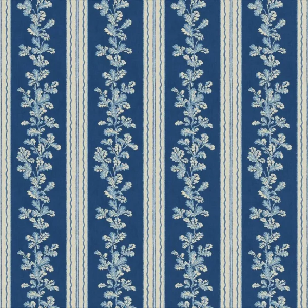 Hester Fabric - Classic Blue by blue botanical linen fabric from Linwood Fabrics