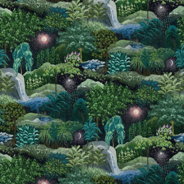 green botanical velvet-chenille fabric from Linwood Fabrics