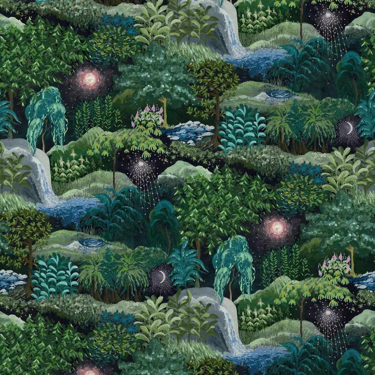 green botanical velvet-chenille fabric from Linwood Fabrics
