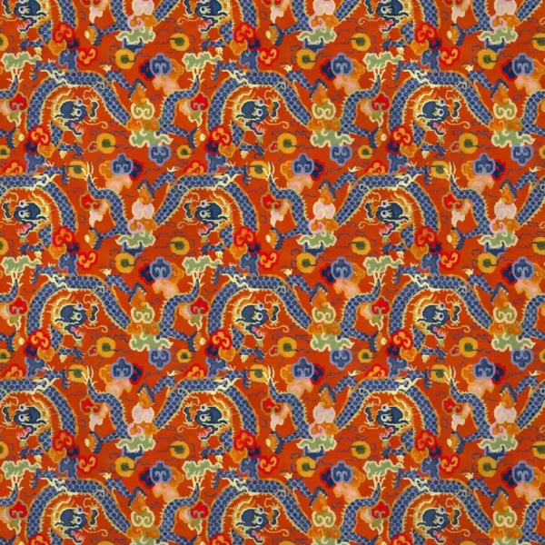 blue traditional velvet-chenille fabric from Linwood Fabrics