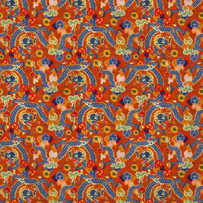 Double Dragon Fabric - Hot Orange swatch