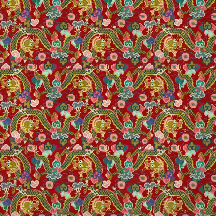 Double Dragon Fabric - Lacquer Red swatch