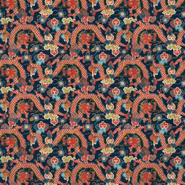 blue traditional velvet-chenille fabric from Linwood Fabrics
