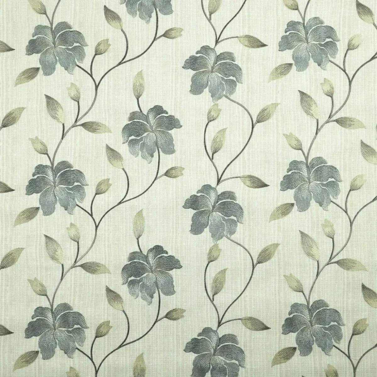 Everglade Fabric - Cornflower by green botanical embroideried fabric from iLiv