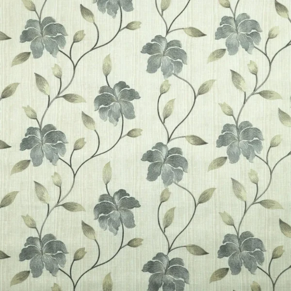 Everglade Fabric - Cornflower by green botanical embroideried fabric from iLiv