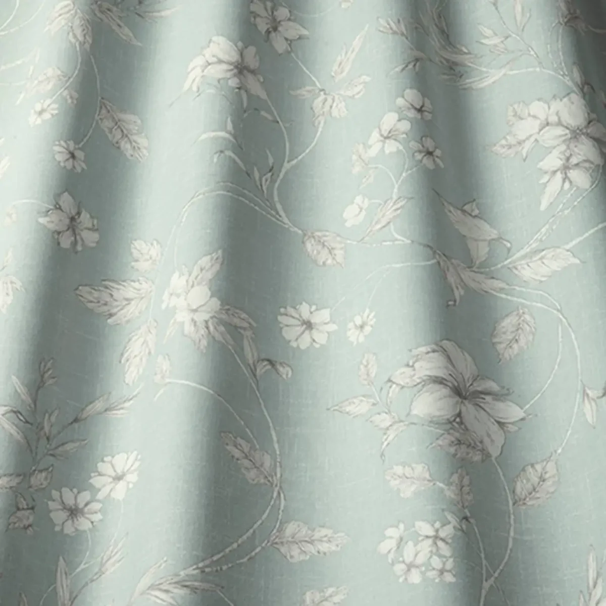 Etched Vine Fabric - Eau de Nil by blue botanical cotton fabric from iLiv