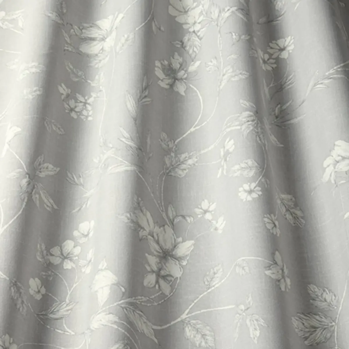 Etched Vine Fabric - Feather by black-grey botanical cotton fabric from iLiv