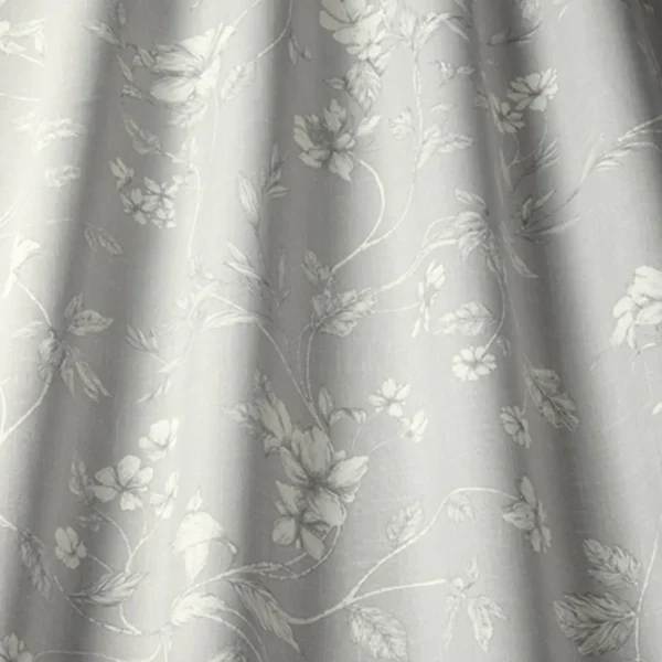 Etched Vine Fabric - Feather by black-grey botanical cotton fabric from iLiv
