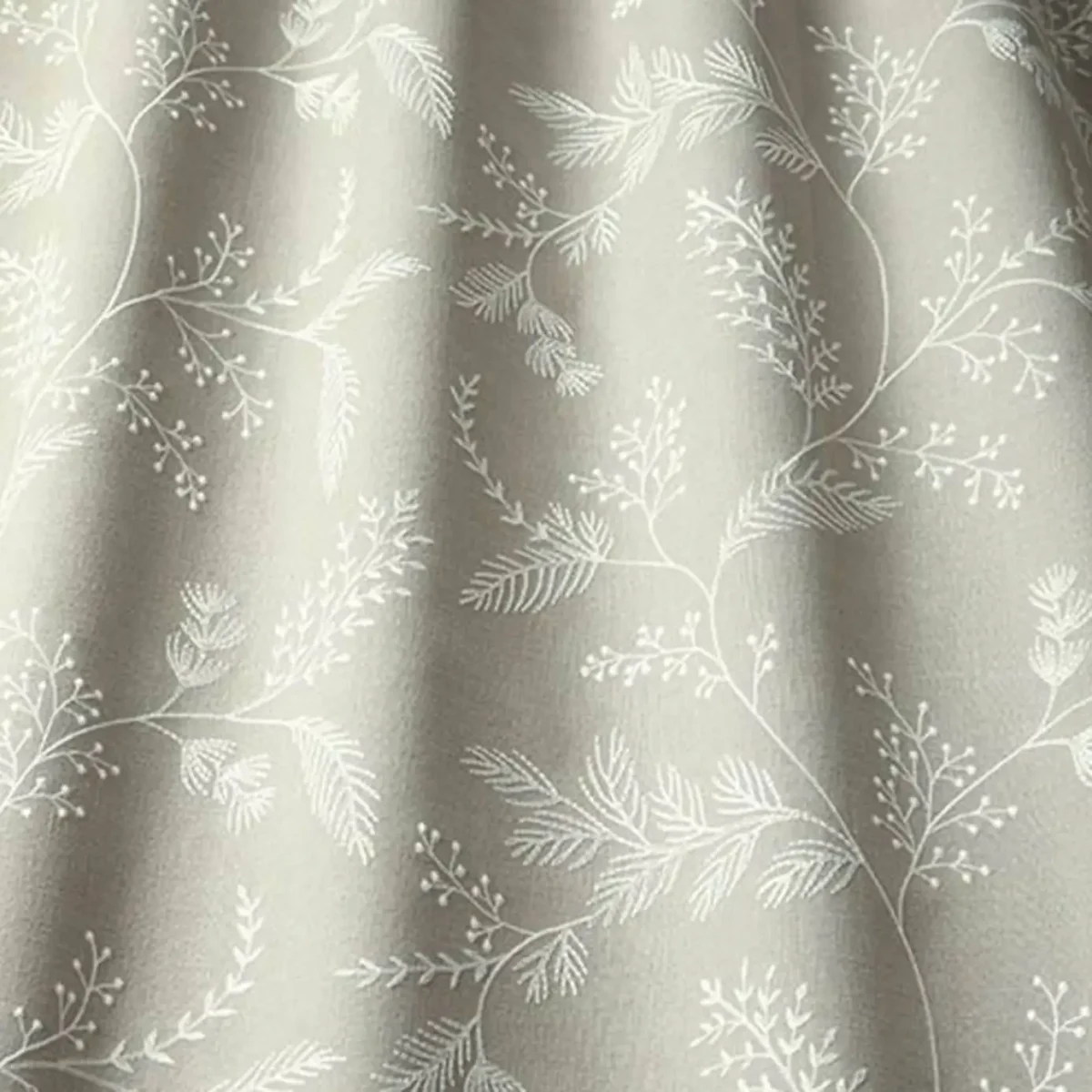 Harper Fabric - Feather by black-grey botanical embroideried fabric from iLiv