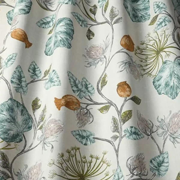 Parchment Fabric - Eau de Nil by multicolour botanical cotton fabric from iLiv