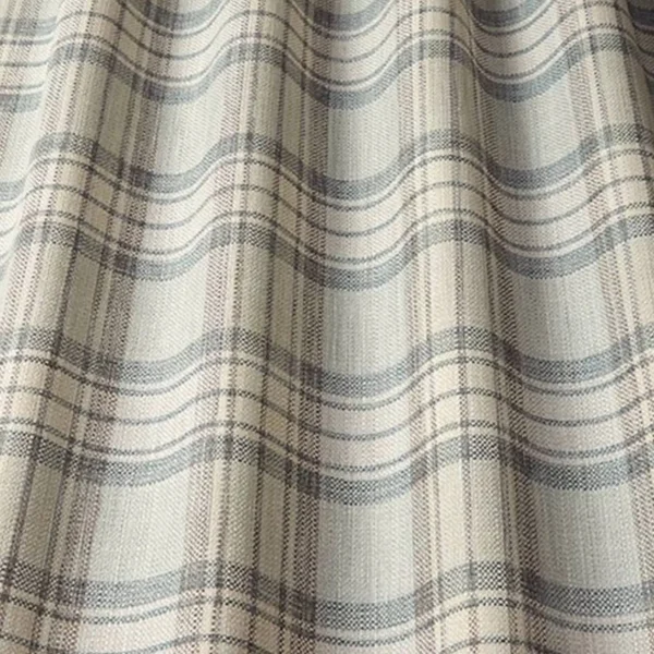 Shaker Check Fabric - Eau de Nil by blue checked jacquard fabric from iLiv