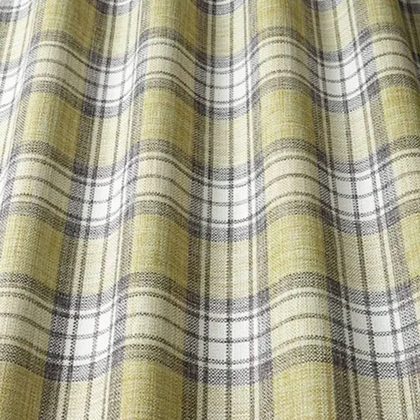 Shaker Check Fabric - Fern by green checked jacquard fabric from iLiv