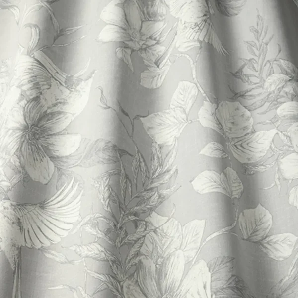 Sketchbook Fabric - Feather by black-grey botanical cotton fabric from iLiv