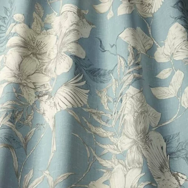 Sketchbook Fabric - Wedgwood by blue botanical cotton fabric from iLiv
