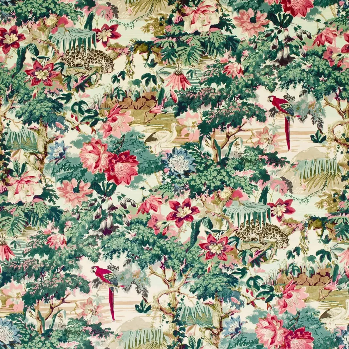 Jungle Rumble Velvet Fabric - Leopard by multicolour animal velvet-chenille fabric from Linwood Fabrics