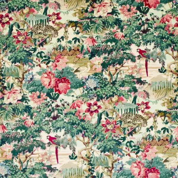 Jungle Rumble Velvet Fabric - Leopard by multicolour animal velvet-chenille fabric from Linwood Fabrics