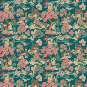 multicolour botanical velvet-chenille fabric from Linwood Fabrics