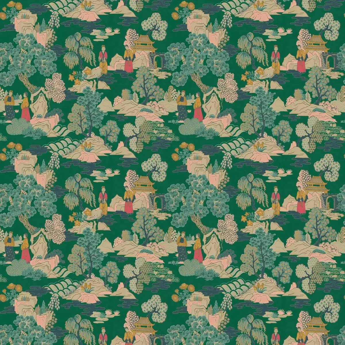green botanical velvet-chenille fabric from Linwood Fabrics