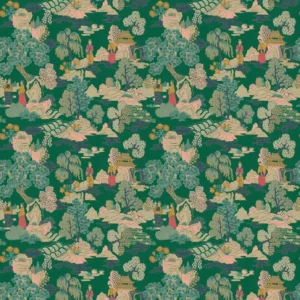 green botanical velvet-chenille fabric from Linwood Fabrics
