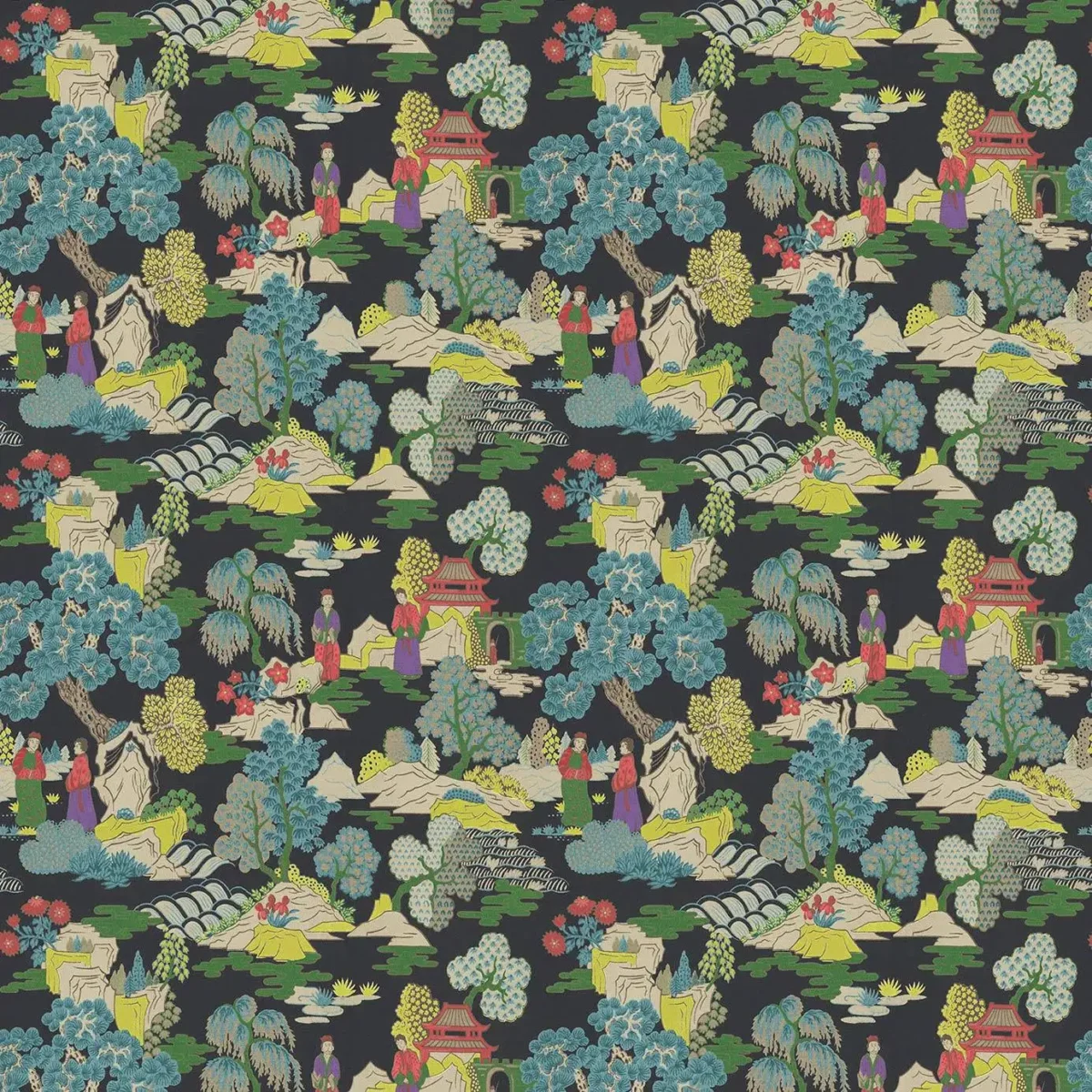 multicolour botanical velvet-chenille fabric from Linwood Fabrics