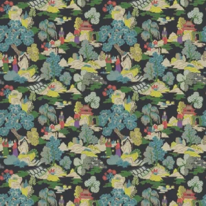 multicolour botanical velvet-chenille fabric from Linwood Fabrics