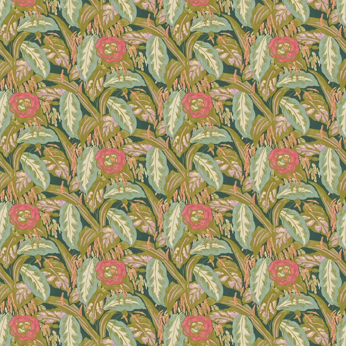 green botanical velvet-chenille fabric from Linwood Fabrics