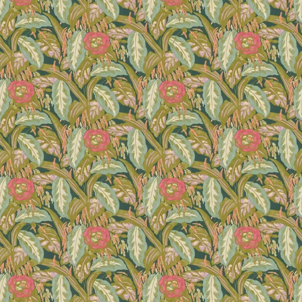 green botanical velvet-chenille fabric from Linwood Fabrics