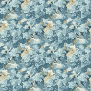 blue botanical velvet-chenille fabric from Linwood Fabrics