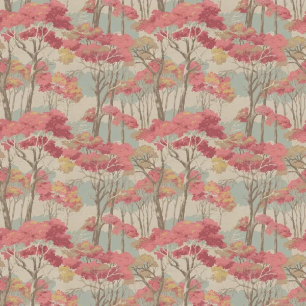 Arboreal Fabric - Cloud by pink botanical velvet-chenille fabric from Linwood Fabrics