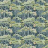 blue botanical velvet-chenille fabric from Linwood Fabrics