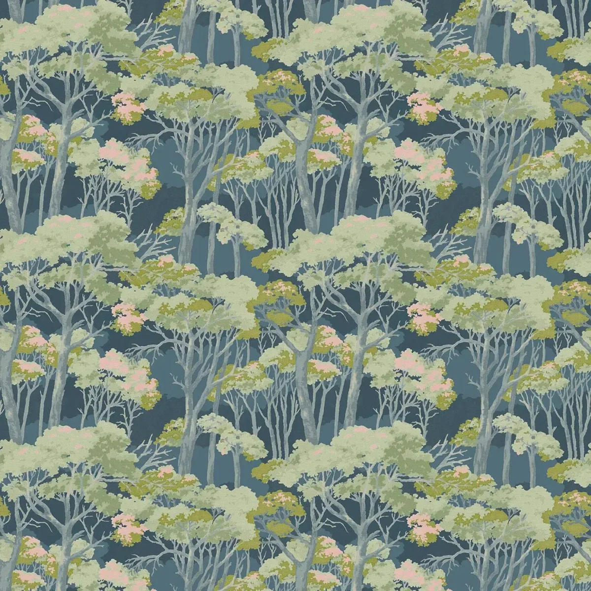 blue botanical velvet-chenille fabric from Linwood Fabrics