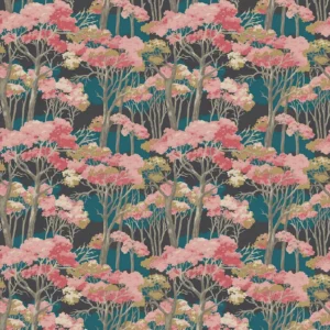 pink botanical velvet-chenille fabric from Linwood Fabrics