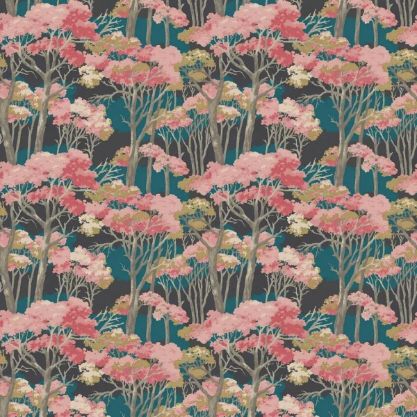pink botanical velvet-chenille fabric from Linwood Fabrics