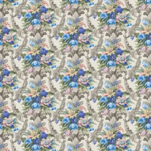 blue botanical velvet-chenille fabric from Linwood Fabrics