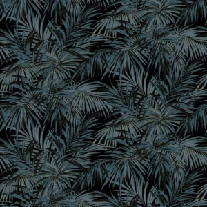 blue botanical velvet-chenille fabric from Linwood Fabrics
