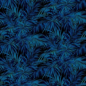 blue botanical velvet-chenille fabric from Linwood Fabrics