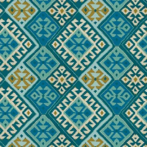 blue geometric velvet-chenille fabric from Linwood Fabrics