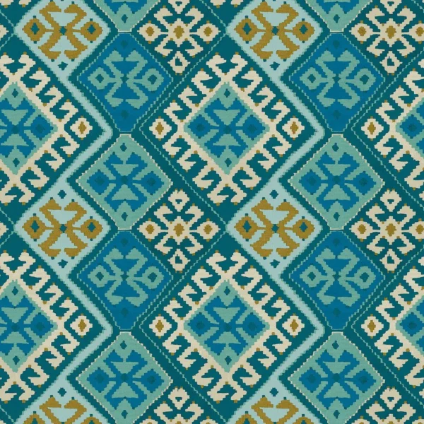 Otto Fabric - Capri by blue geometric velvet-chenille fabric from Linwood Fabrics